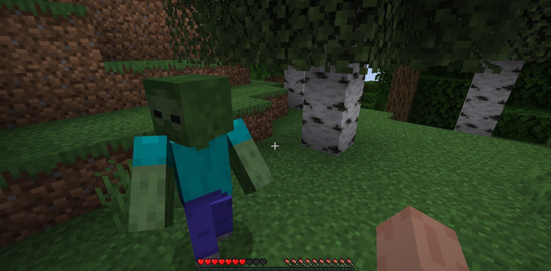 Пример работы BetterHurtCam в Minecraft: сравнение стандартного и модифицированного эффекта