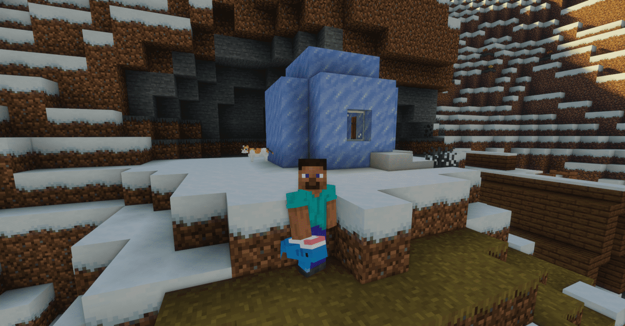 Плюшевая акула Blahaj в рамке на стене в Minecraft