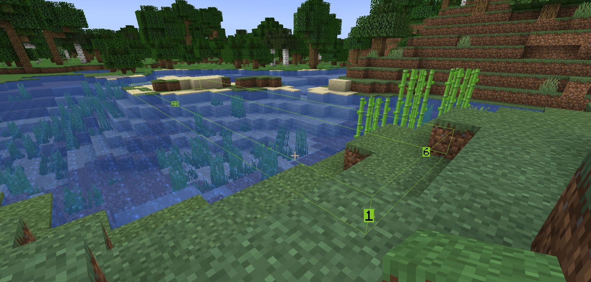 Графическое отображение работы мода Block Meter в Minecraft