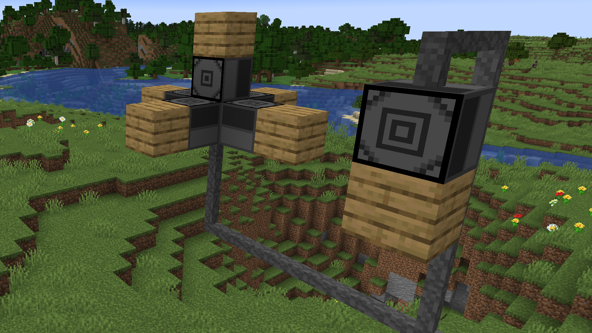 Автоматический укладчик блоков из мода Energized Power в Minecraft
