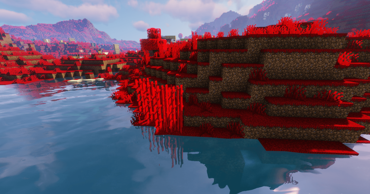 Детализированные кровавые текстуры травы и листвы в Minecraft