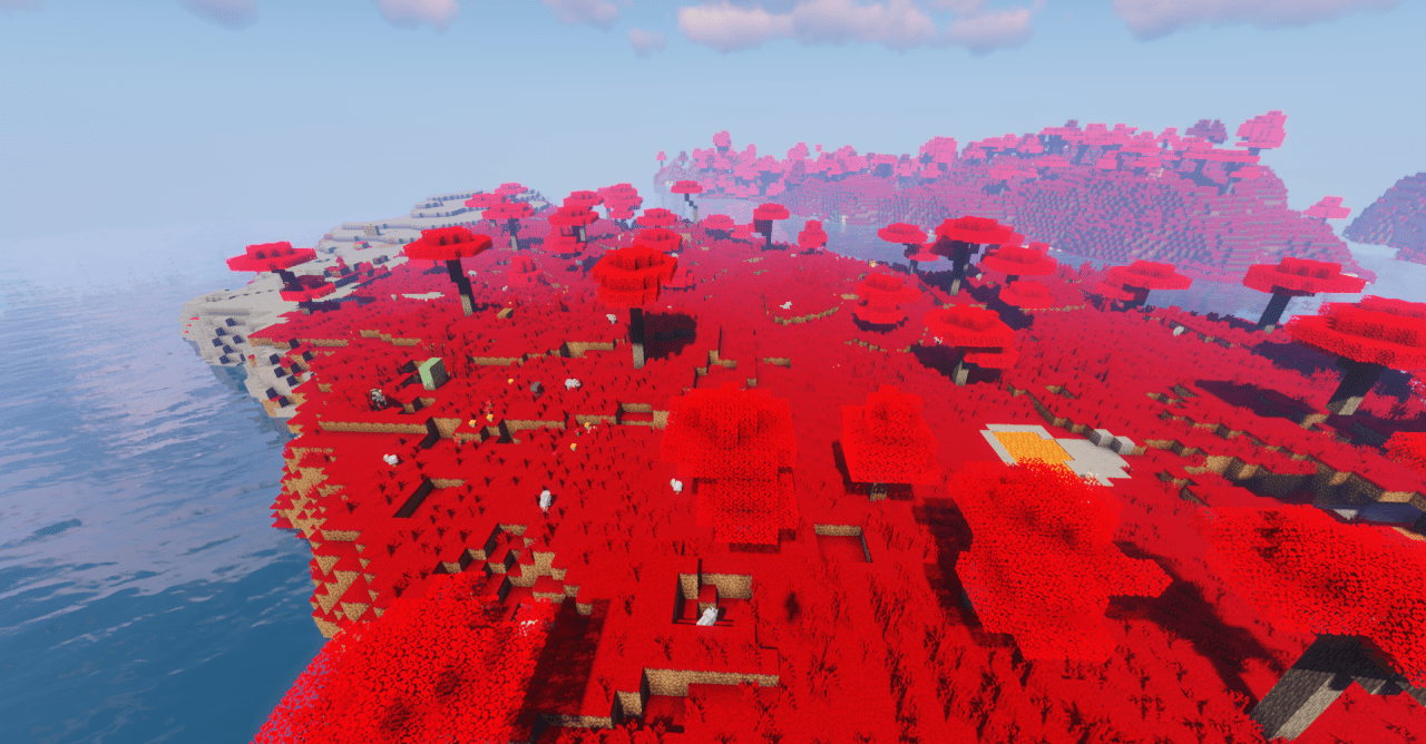 Сравнение обычного Minecraft и версии с Blood Environment