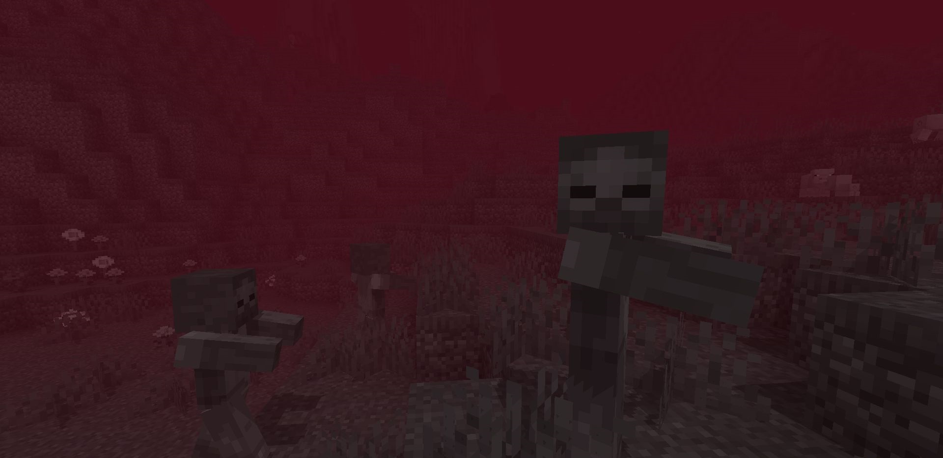 Minecraft с Bloody Shaders: ночной пейзаж с кровавыми оттенками