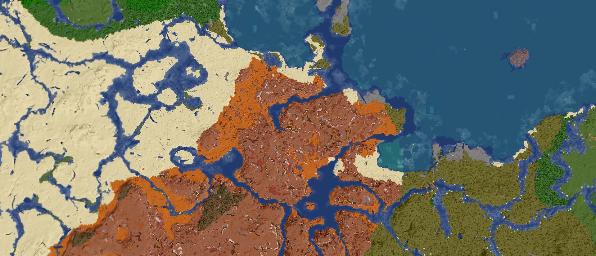 Сравнение стандартной карты Minecraft и детализированной 3D-карты BlueMap