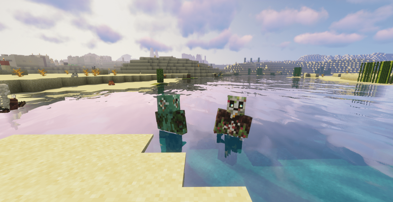 Сравнение стандартных и улучшенных скелетов в Minecraft с модом Blue’s Better Monsters