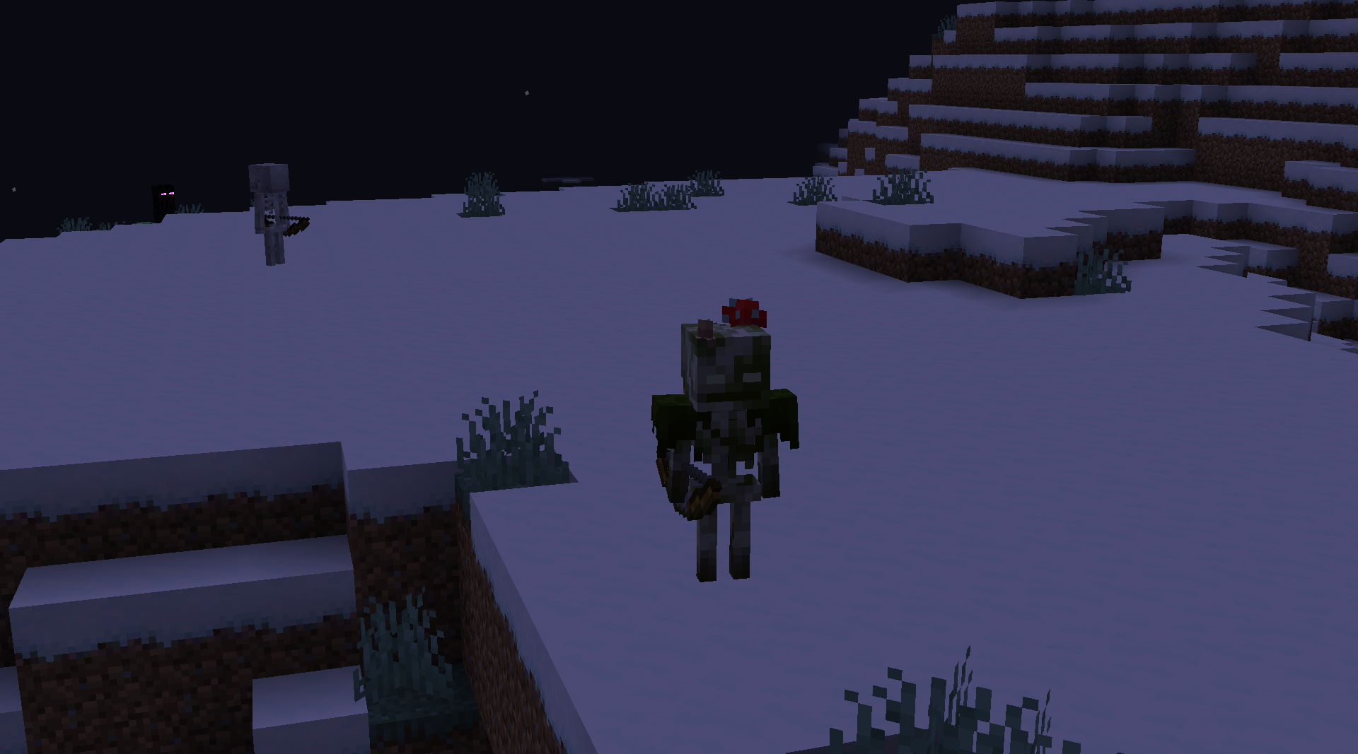 Группа Болотников в ночном лесу Minecraft