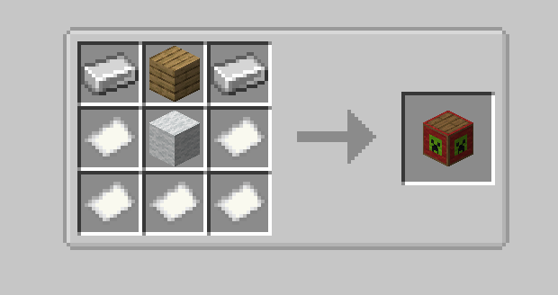 Интерфейс крафта в Minecraft с рецептами создания предметов и блоков