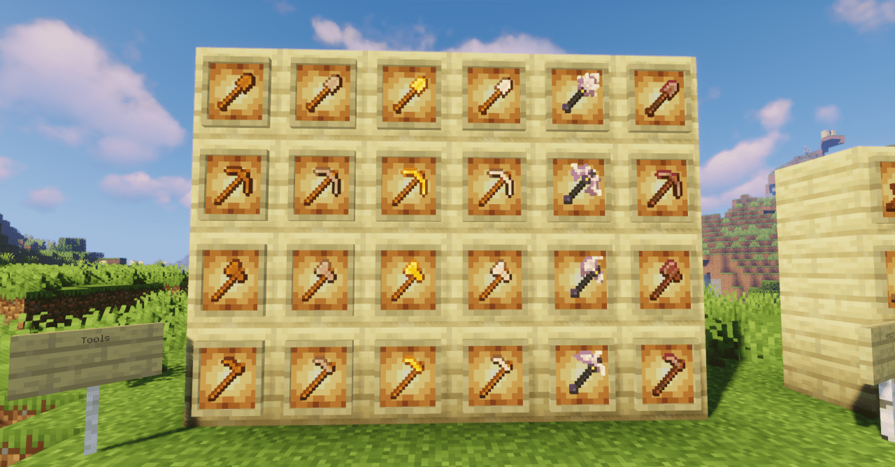 Интерфейс мода Breeze Tools с новыми типами инструментов в Minecraft