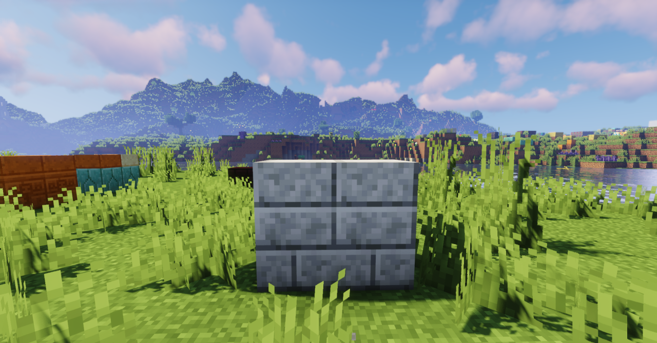 Детализированные каменные стены в Minecraft с применением текстур-пака