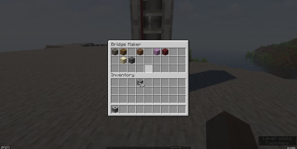 Процесс строительства моста в Minecraft с использованием Bridge Maker Mod