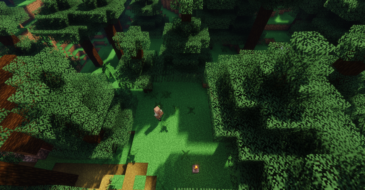 Ночной пейзаж в Minecraft с улучшенной графикой от мода Bright Grass