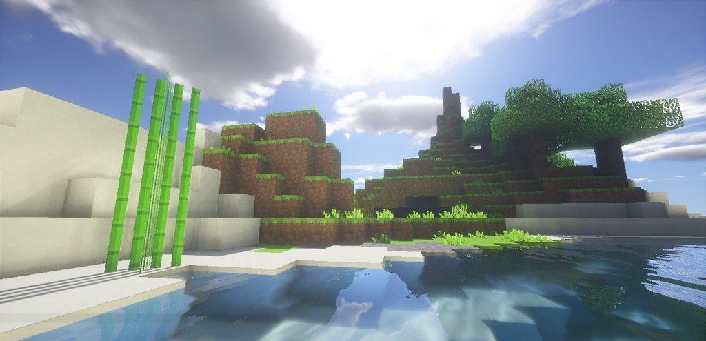 Пример использования текстур-пака Bright Shades в Minecraft с улучшенной графикой