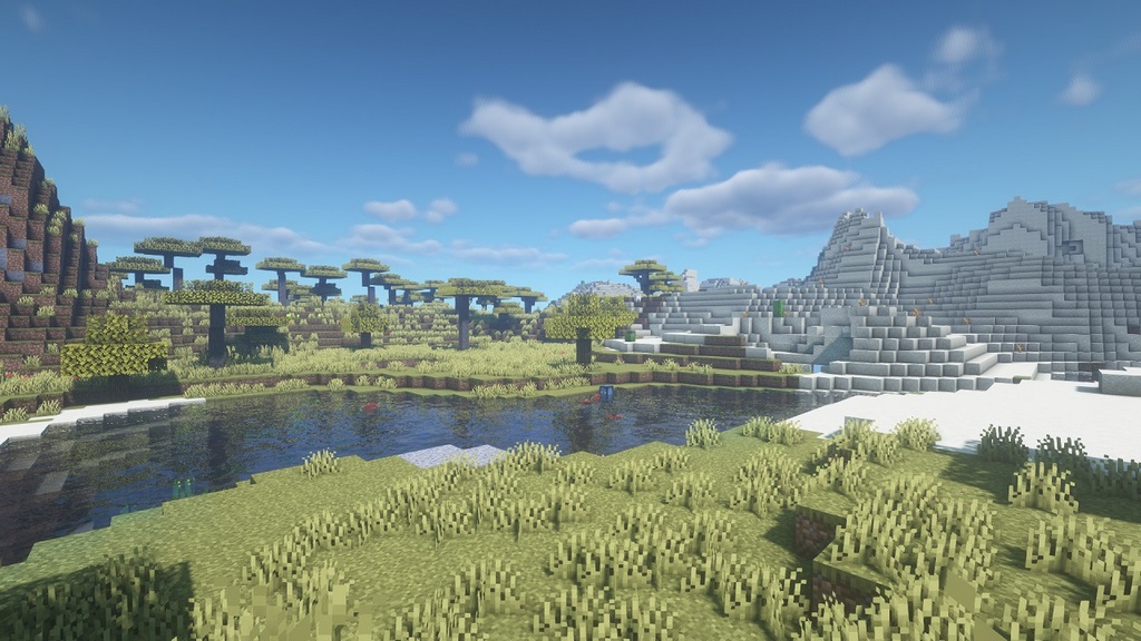 Город в Minecraft с реалистичным освещением от шейдерного пакета BSL