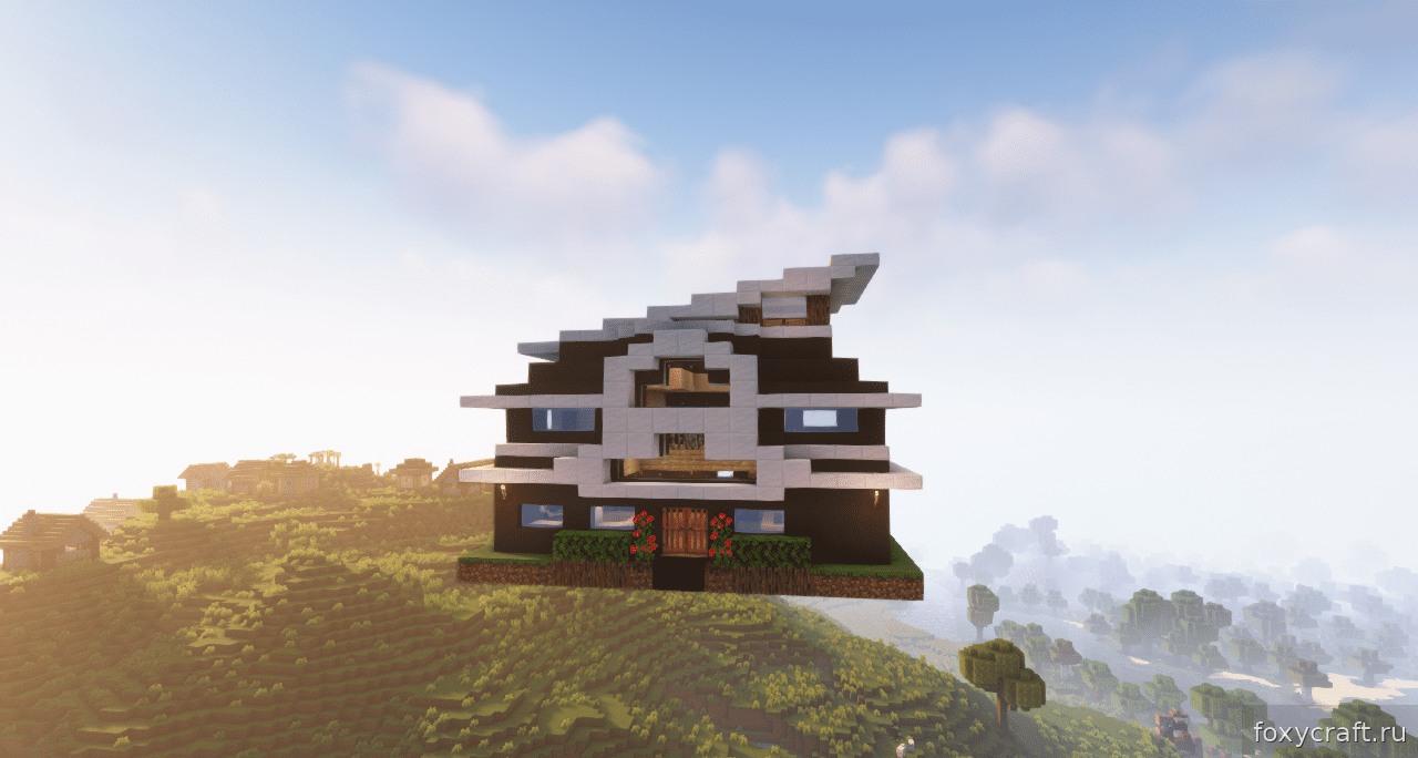 Пример использования Build Paste Mod для быстрого строительства дома в Minecraft