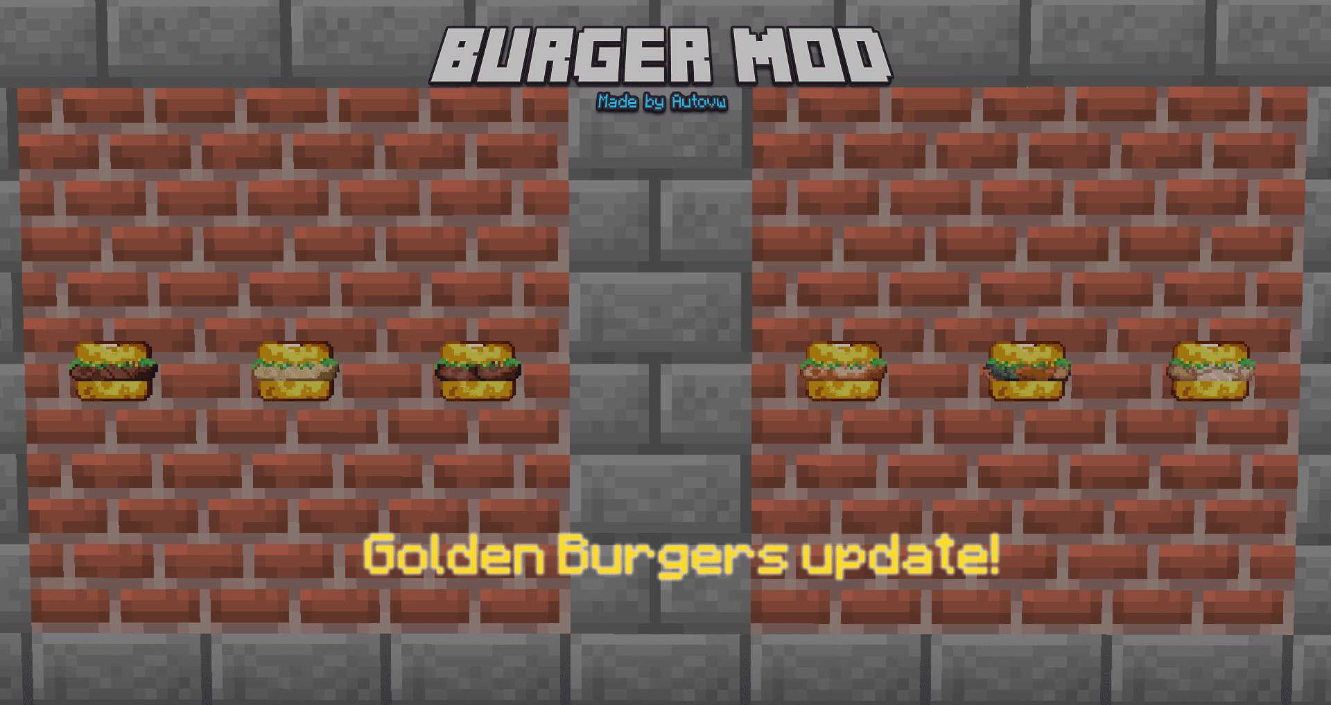 Игрок наслаждается бургером в Minecraft с модом Burger Mod