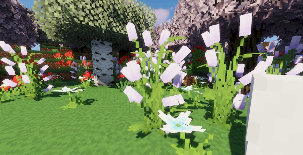 Minecraft с текстур-паком Caelesti: ночной пейзаж со звёздами