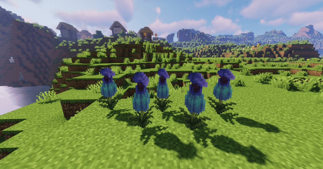 Демонстрация улучшенных текстур сирени и подсолнухов в Minecraft с модом Cappee’s Tall Flower Items