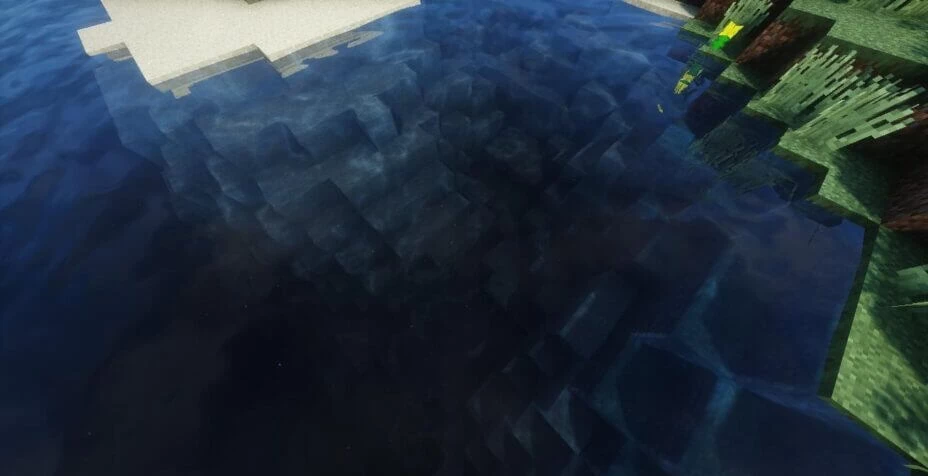 Ночной пейзаж в Minecraft с шейдерами BSL: звезды, луна и мягкое свечение