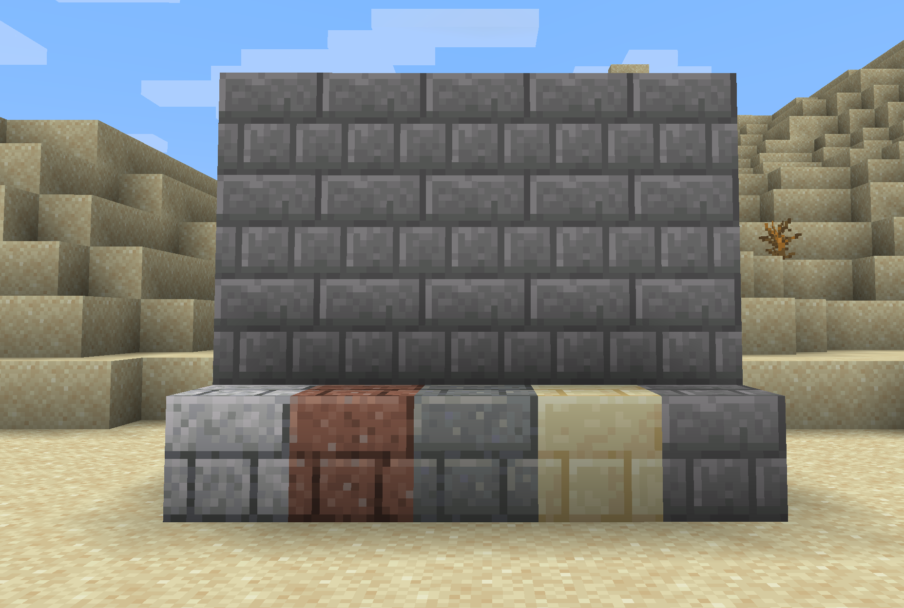 Различные варианты блоков для строительства замков из мода CastleBlocks в Minecraft