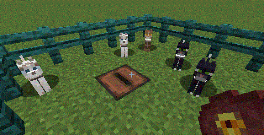 Анимация работы Cat Jammies Mod в Minecraft с реакцией котиков на музыку