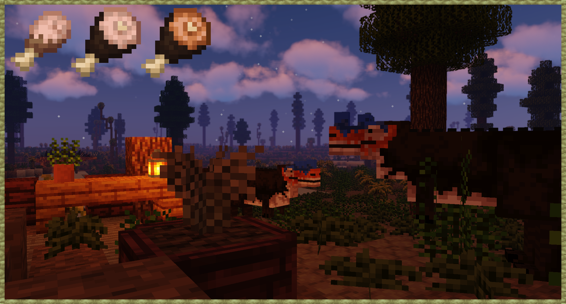 Цератозавр охотится на других динозавров в Minecraft
