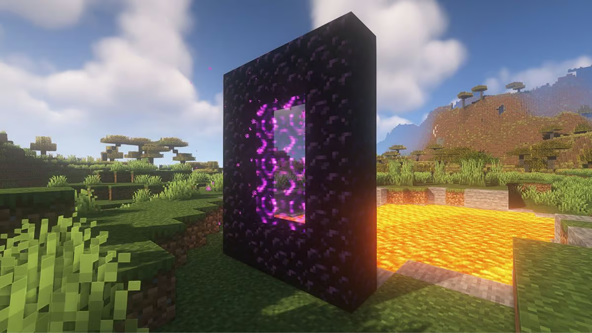 Красивый пейзаж биома Равнины в Minecraft с домами и полями
