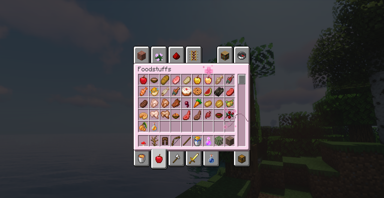 Настройки Minecraft с активированным текстур-паком Cherry Blossom GUI
