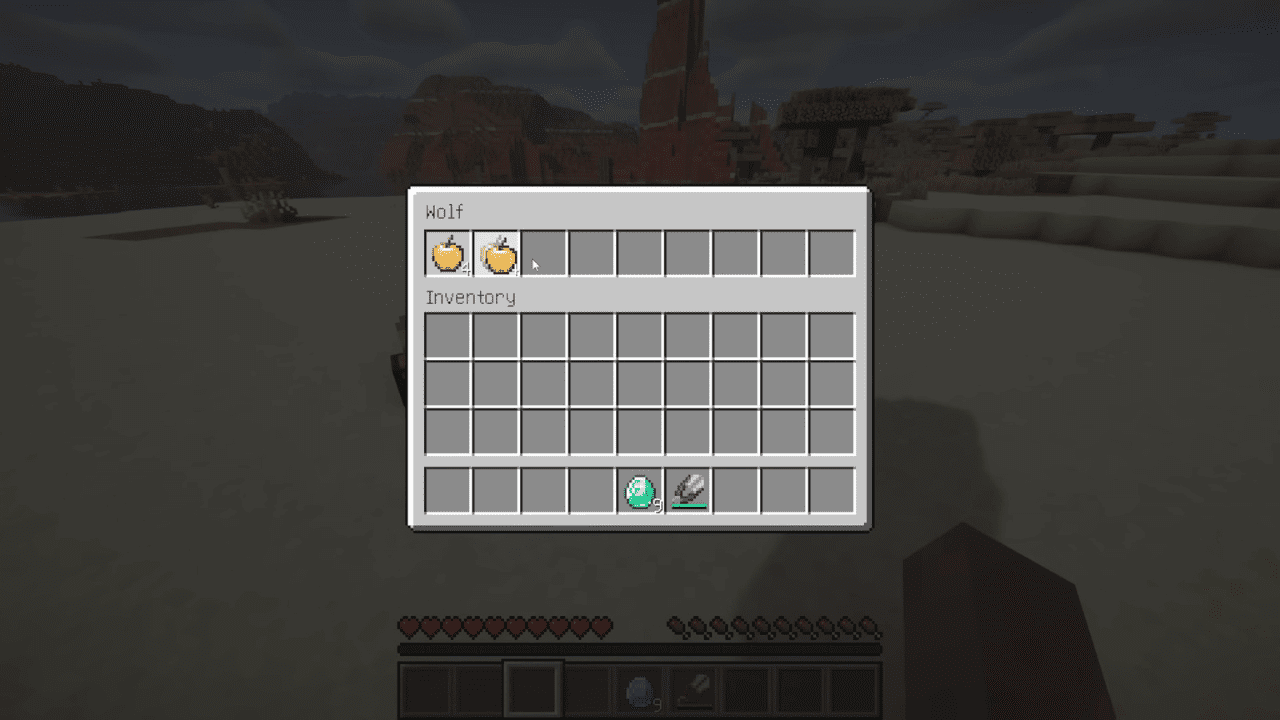 Кошка в Minecraft с сундуком на спине, наполненным рыбой и другими предметами