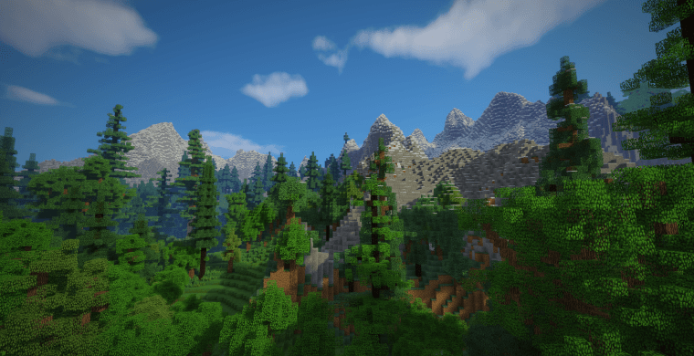 Сравнение стандартной графики Minecraft и улучшенной версии с шейдерами Chocapic13