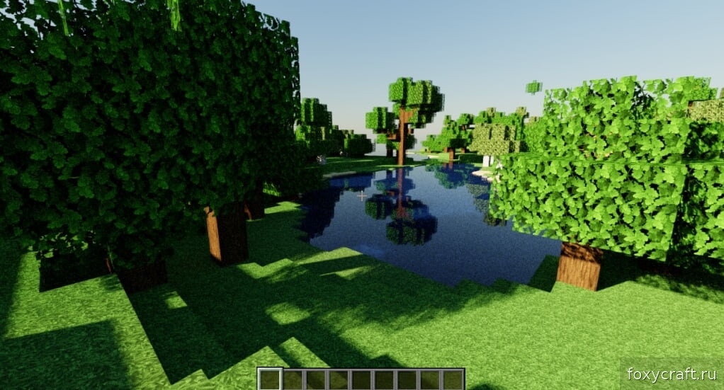Горная местность в Minecraft с шейдерами: реалистичные текстуры камня и травы