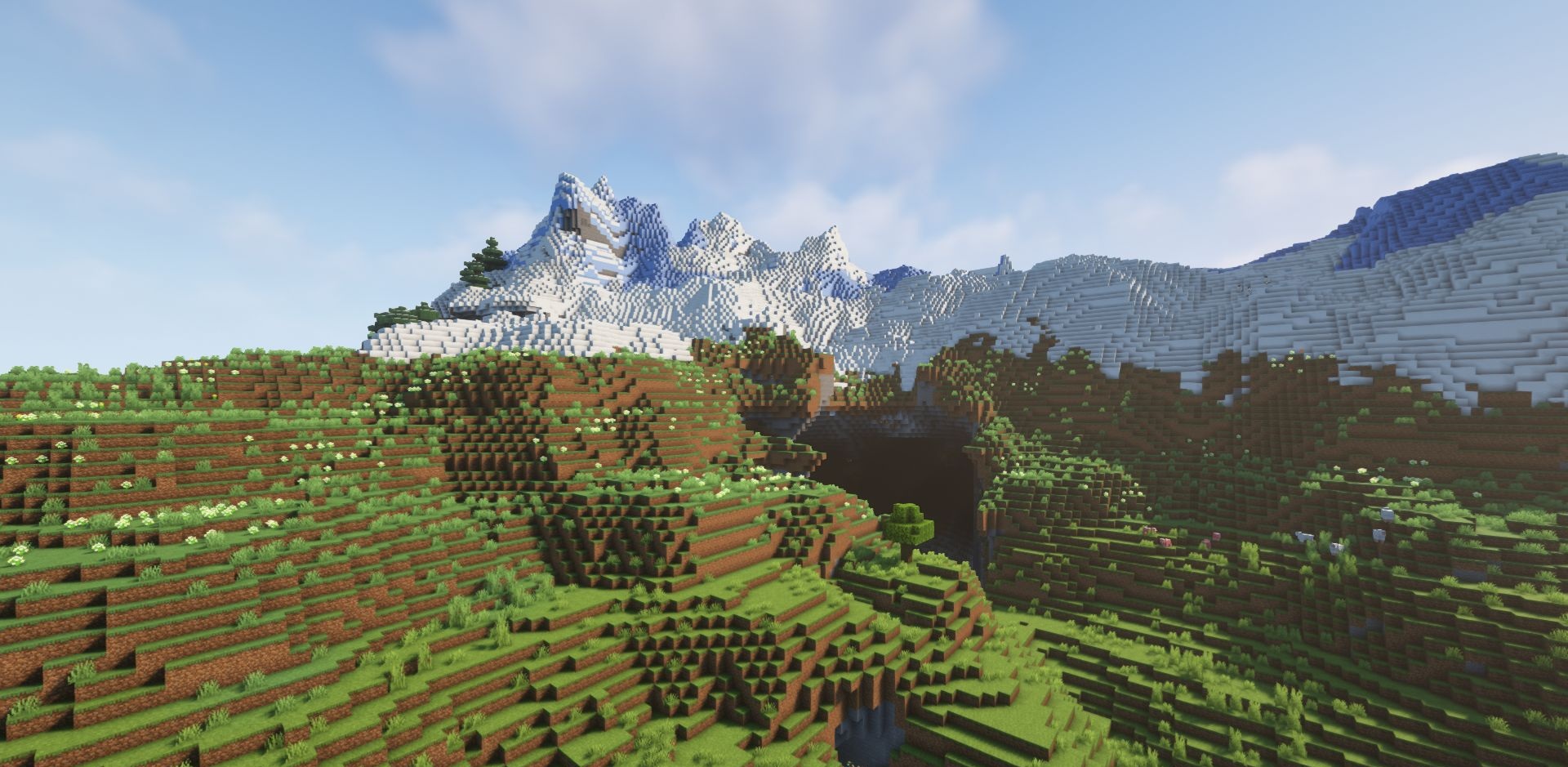 Пример использования Chunky Mod для генерации горных биомов в Minecraft