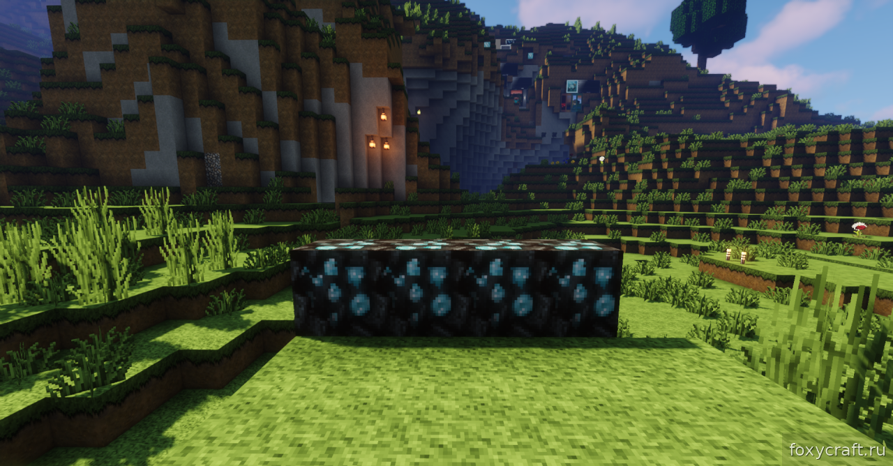 Скриншот Minecraft с текстур-паком City, демонстрирующий небоскрёбы и улицы