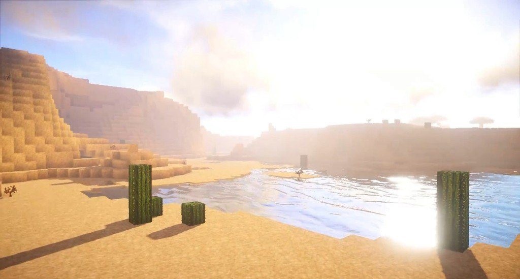 Улучшенные текстуры воды и неба в Minecraft с ресурс-паком Clarity
