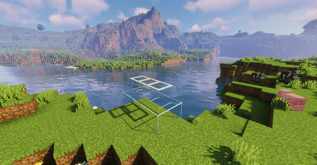 Сравнение стандартного стекла и Clear Vision Glass 32x в Minecraft
