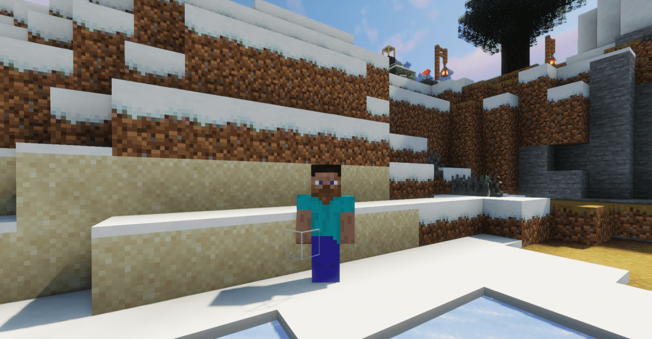 Интерфейс Minecraft с активированным Clear Vision Glass