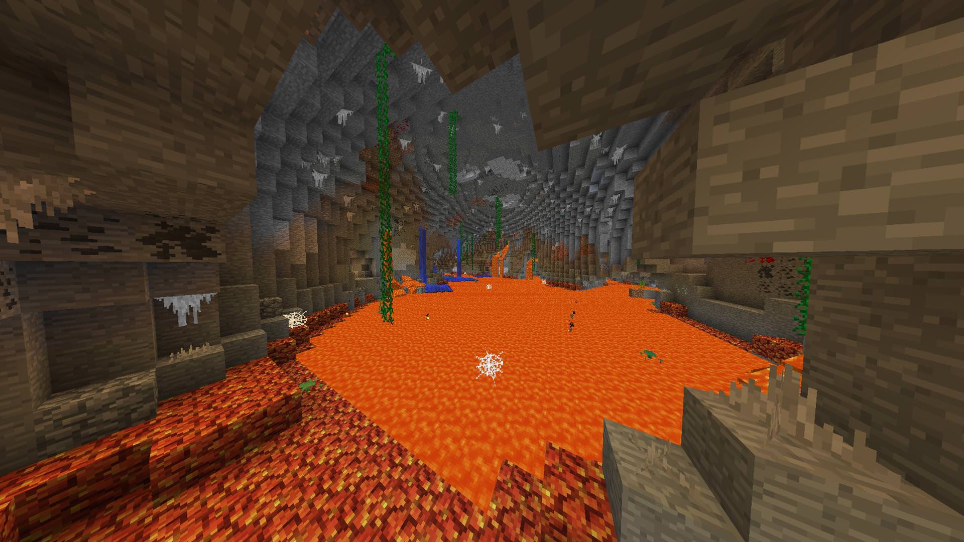 Лесной биом в Minecraft с высокими деревьями и озёрами