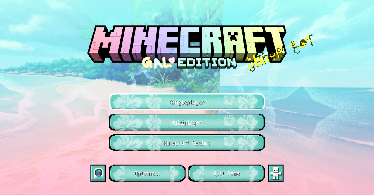 Игровой интерфейс с тропическим дизайном в Minecraft после установки Coconut Bliss