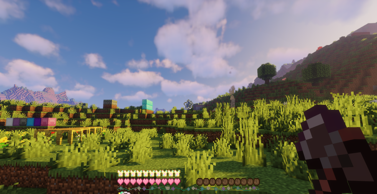 Красивый закат на пляже в Minecraft с модом Coconut Bliss