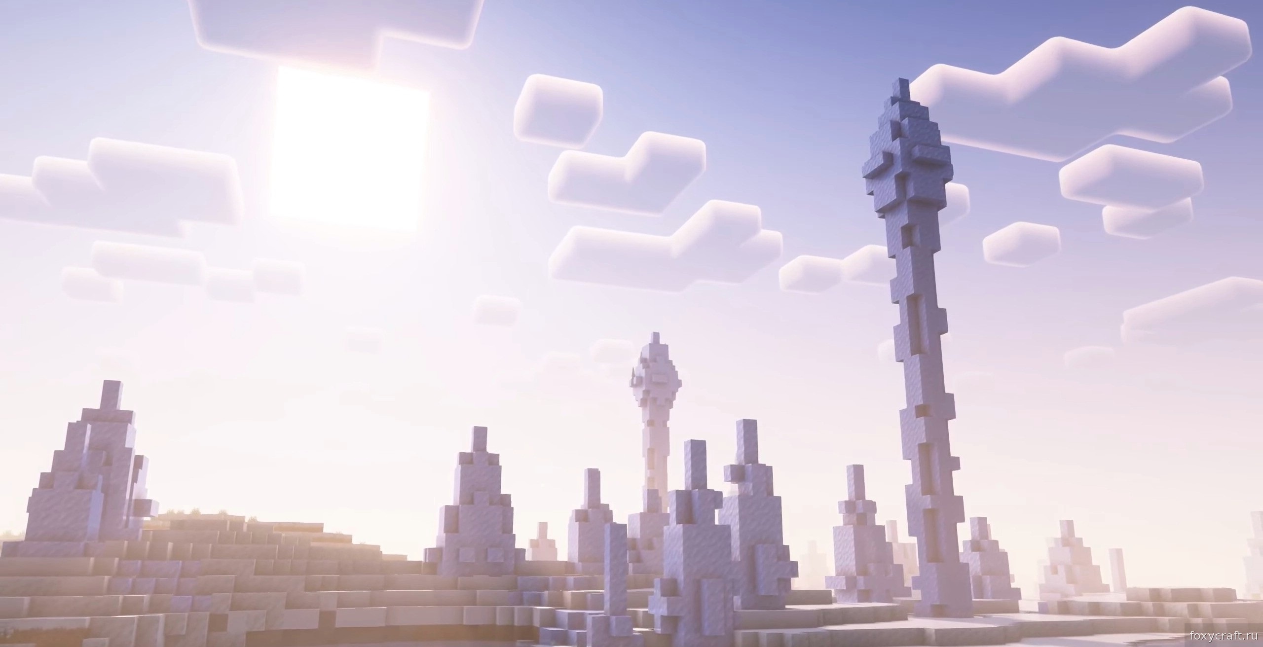 Ночной пейзаж Minecraft с динамическими тенями