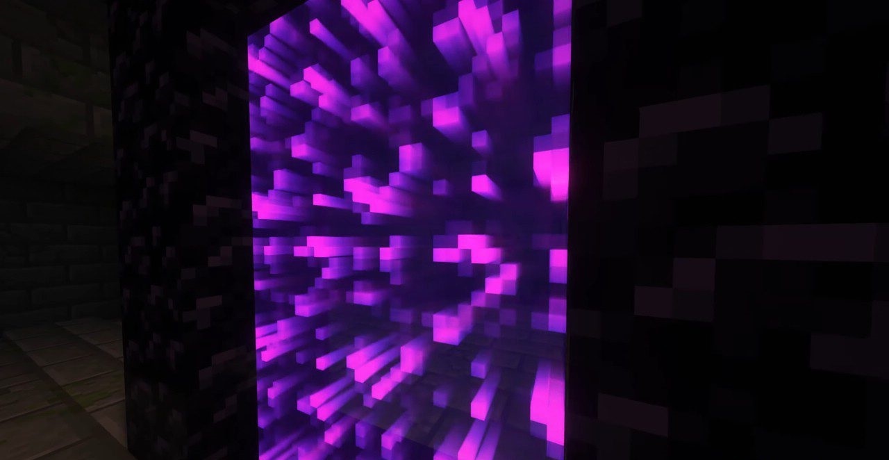 Ночной пейзаж в Minecraft с эффектами шейдеров