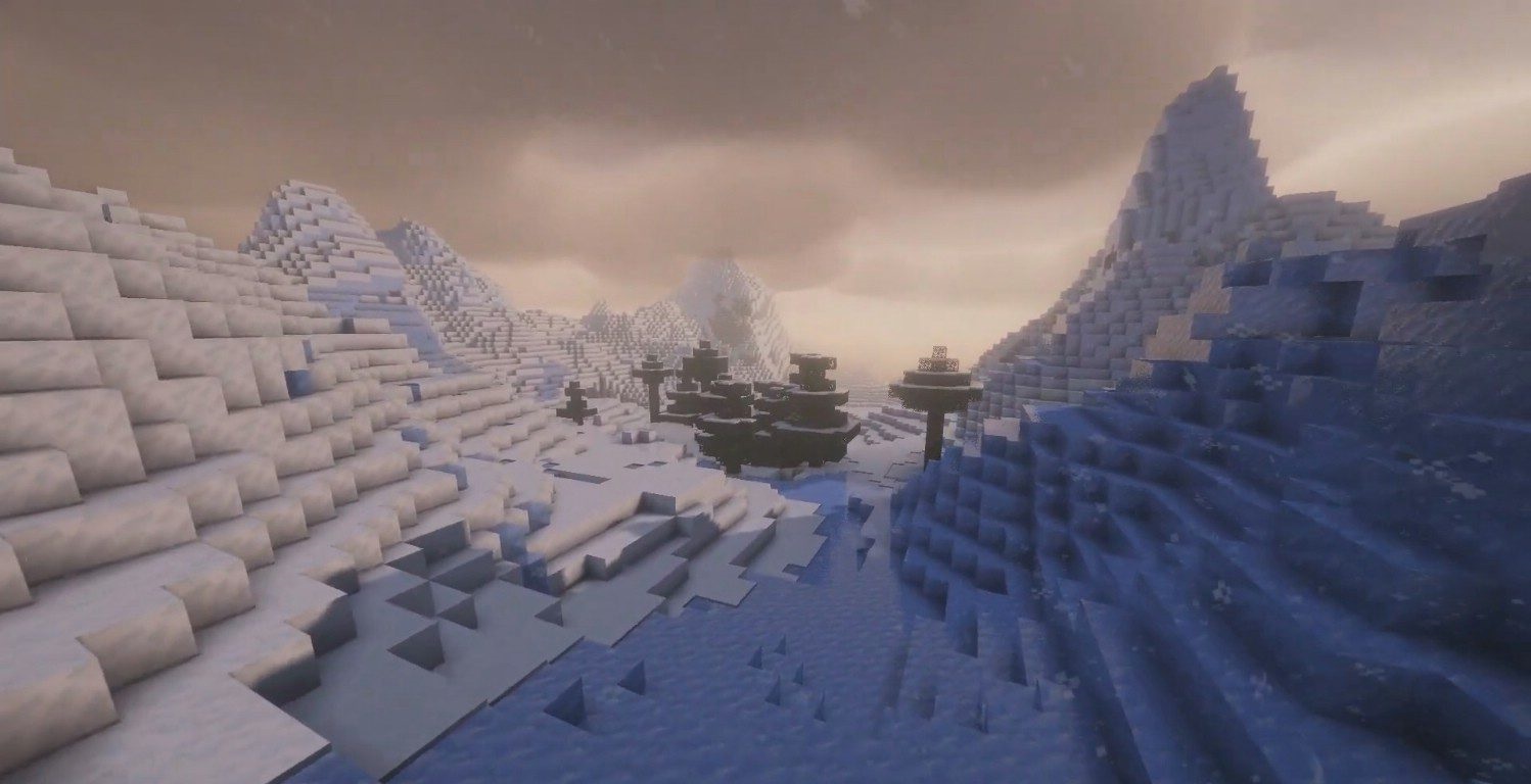 Ночной пейзаж в Minecraft с лунным светом и мягкими тенями от Complementary Unbound