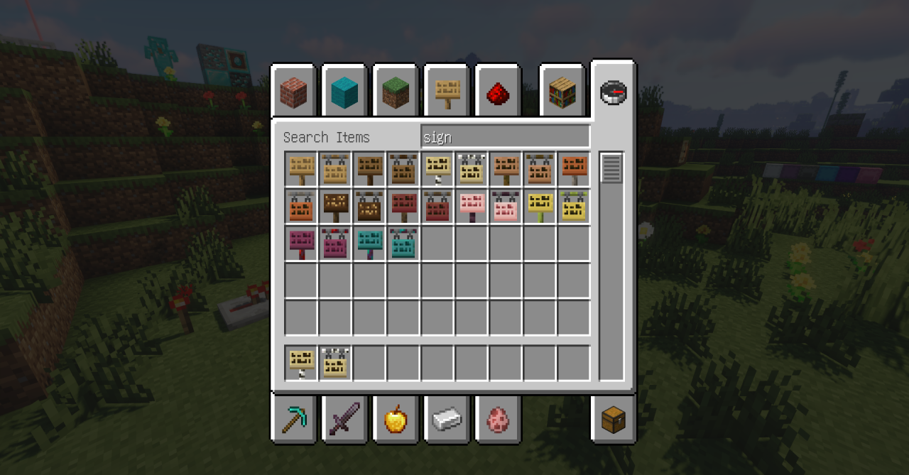 Пример использования Consistent Signs в разных биомах Minecraft
