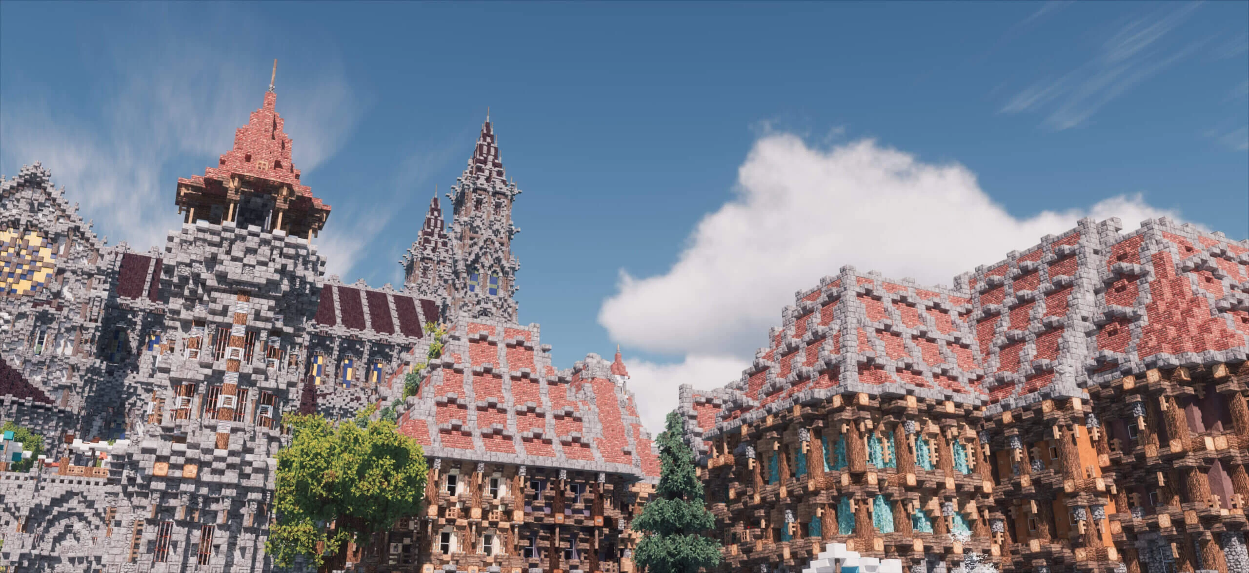 Ночной пейзаж в Minecraft с Continuum Shaders: звёзды, лунный свет и тени
