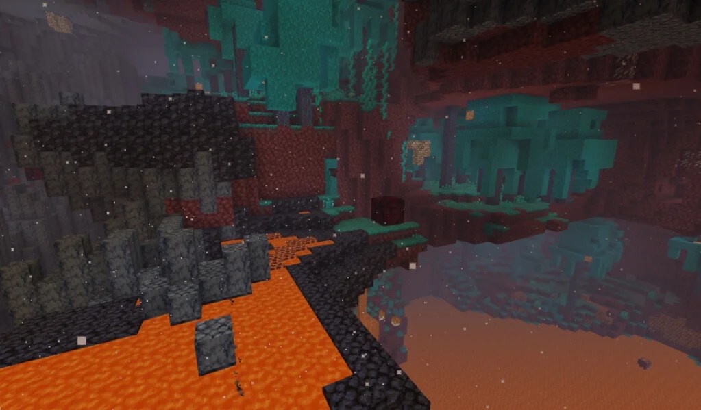 Ночной пейзаж в Minecraft с шейдерами Continuum, звёздное небо и мягкий свет