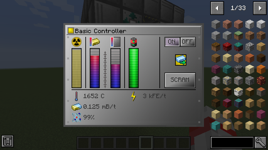 Настройки интерфейса реактора Extreme Reactors в Minecraft