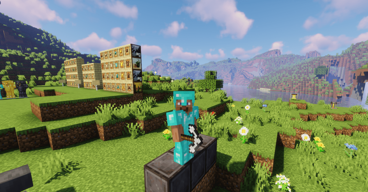 Геймплей с улучшенными визуальными эффектами в Minecraft