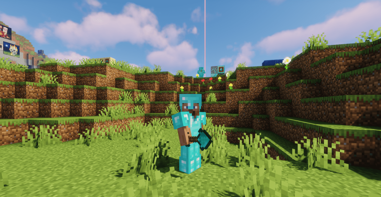 Скриншот Minecraft с текстур-паком Cool Tools, демонстрирующий новые виды мечей
