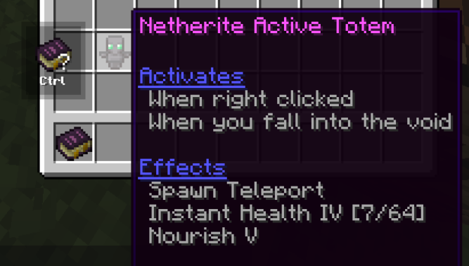 Тотем бессмертия с новыми эффектами в Minecraft после установки мода Totemic Overhaul