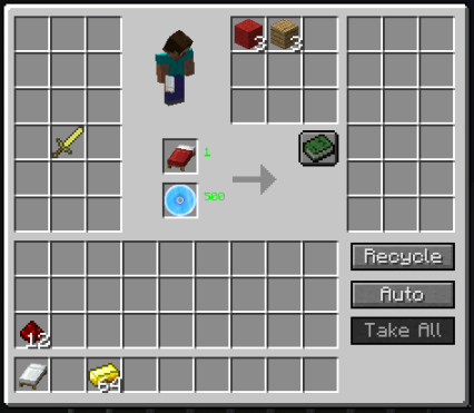 Интерфейс мода Corail Recycler для переработки кораллов в Minecraft
