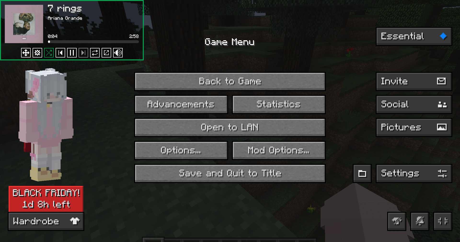 Настройки мода Craftify в Minecraft с опциями перемещения оверлея